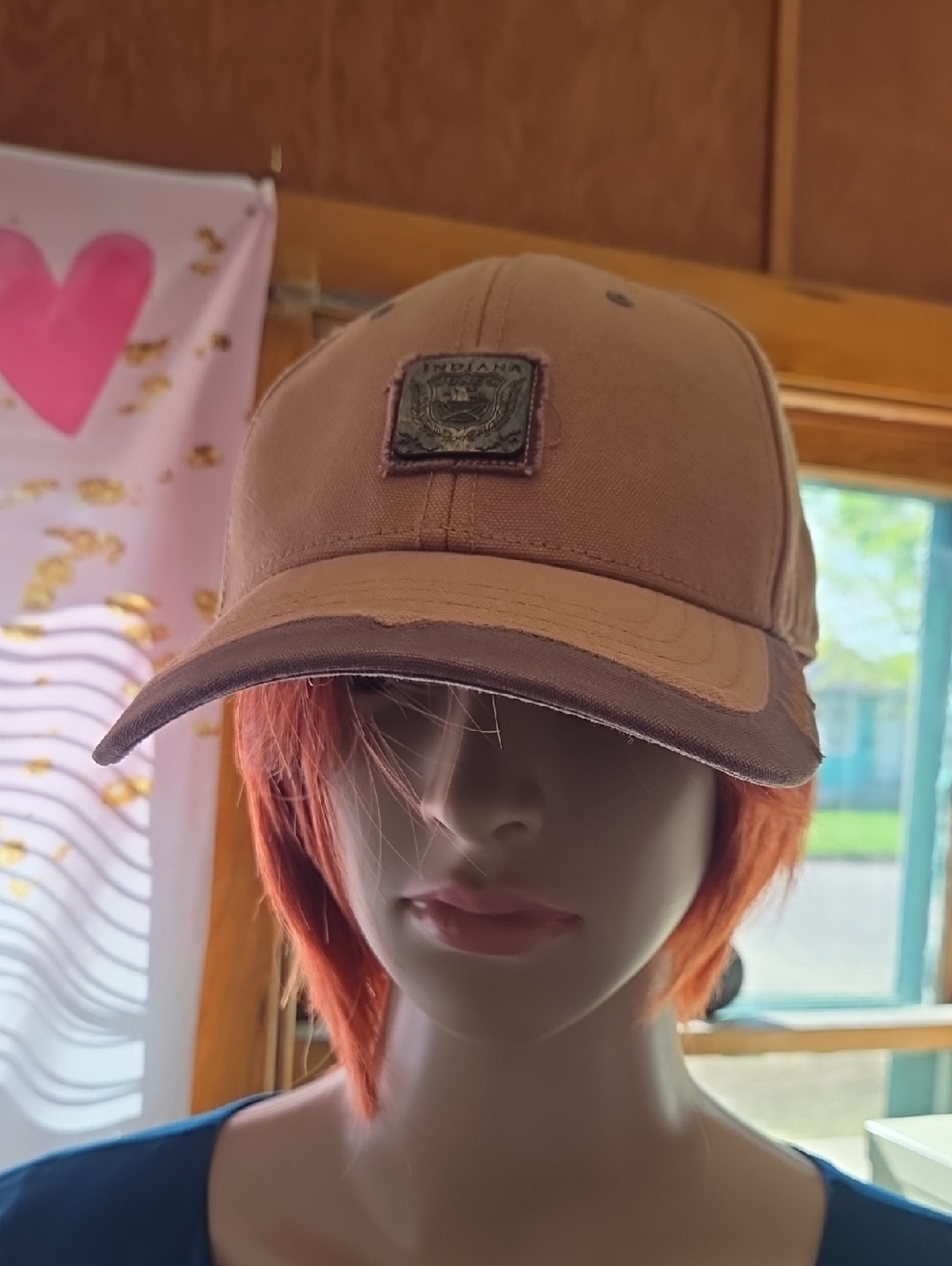 Tan Canvas Baseball Cap with  Metal INDIANA JONES Patch